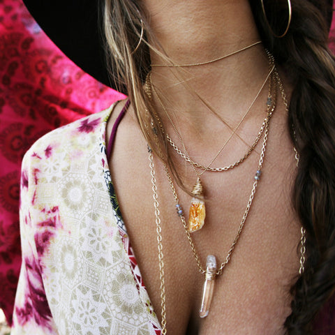 wire wrapped crystal quartz necklace. crystal quartz jewelry.