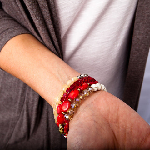 wire wrap bracelet with red coral