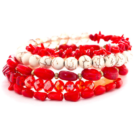 wire wrap bracelet with red coral