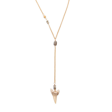 'wahine' sharks tooth drop choker - white