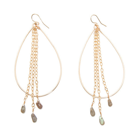 'rabiah' hoop earrings with labradorite drops