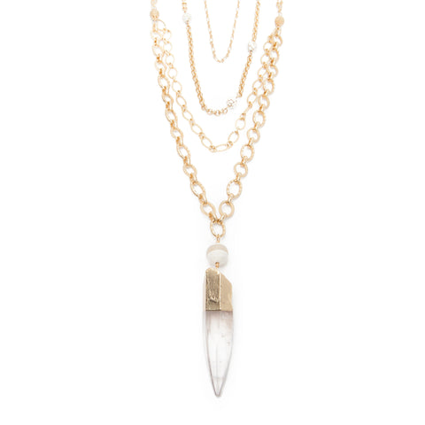 multi chain crystal quartz necklace