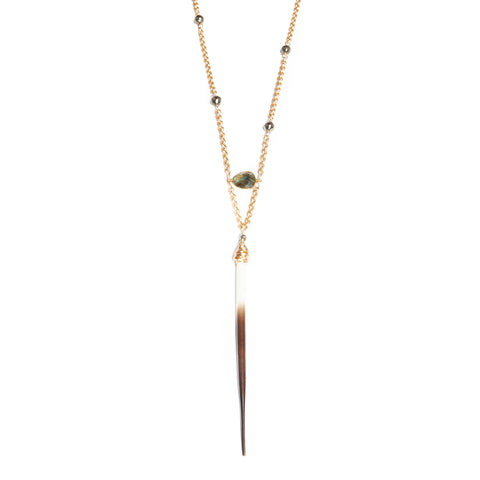 porcupine necklace with labradorite and pyrite