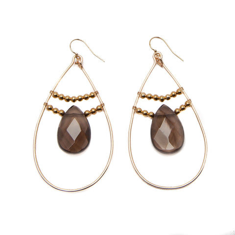 'amara' hoop earrings - smoky quartz