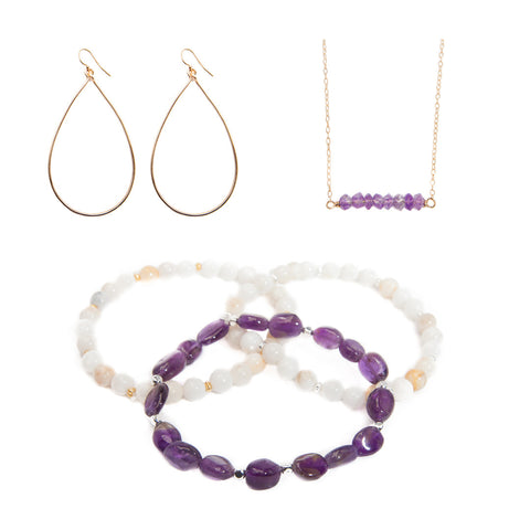 'love stone' gift set with amethyst - $109