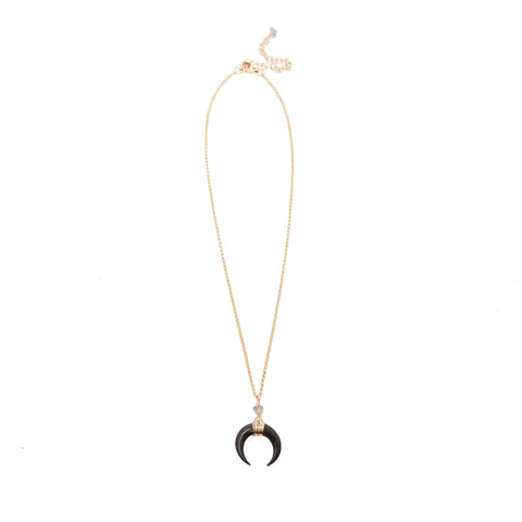 'selene' double horn crescent necklace - black - small