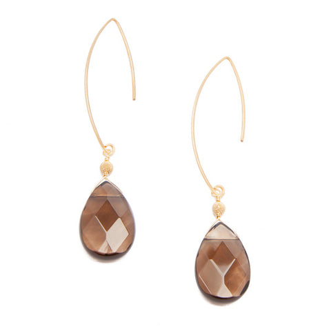 'featherweight' earrings with smoky quartz