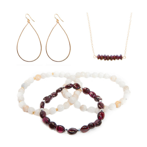 'love stone' gift set with garnet - $109
