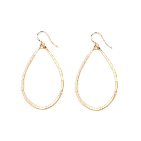 hammered teardrop hoops - large