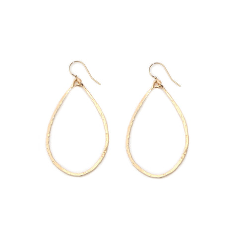 hammered teardrop hoops - medium