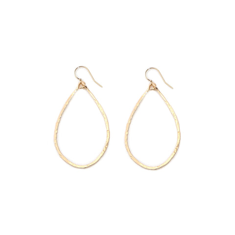 hammered teardrop hoops - small