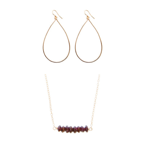 'love stone' gift set with garnet - $79