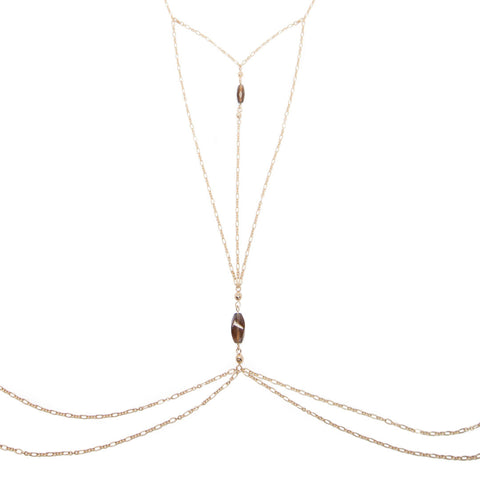 body chain with smoky quartz - 'larissa'
