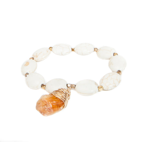 magnesite bracelet with citrine pendant