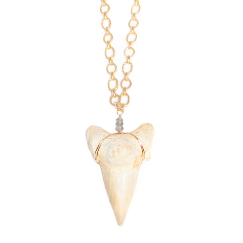 'titan' sharks tooth necklace - white