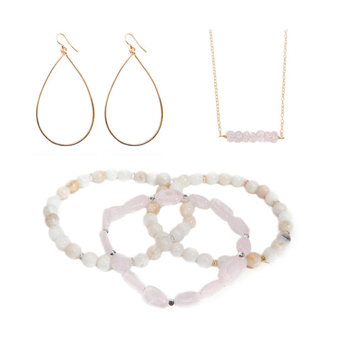 'love stone' gift set with rose quartz - $109