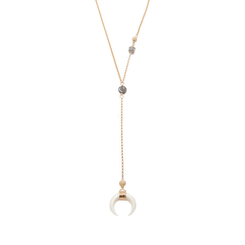 'selene' double horn crescent drop choker - white