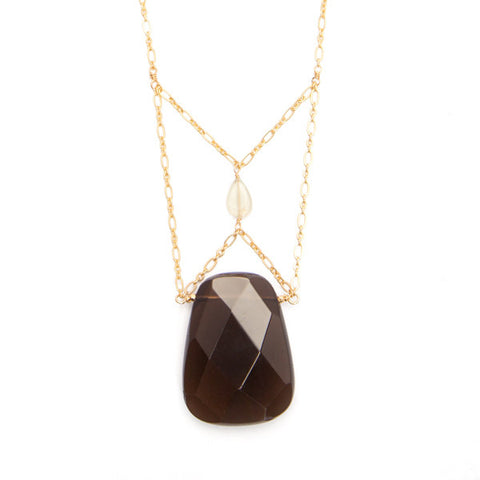 'christine' necklace with smoky quartz