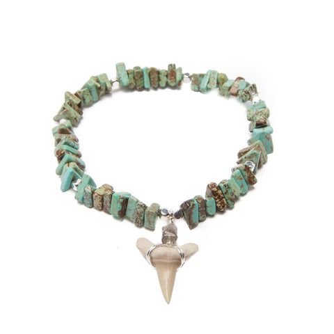 teal magnesite bracelet with sharks tooth
