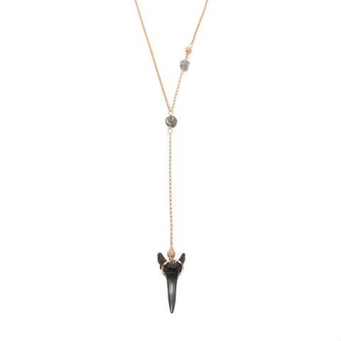 'wahine' sharks tooth drop choker - black