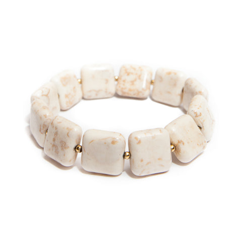 white magnesite bracelet - square