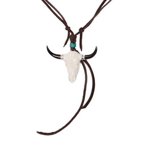 buffalo bone skull necklace