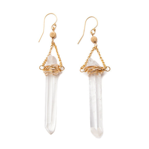 'sabre' earrings with crystal quartz