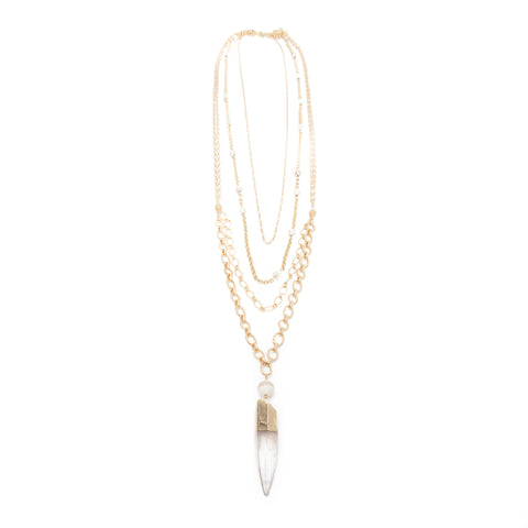 multi chain crystal quartz necklace 