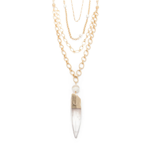 multi chain crystal quartz necklace 