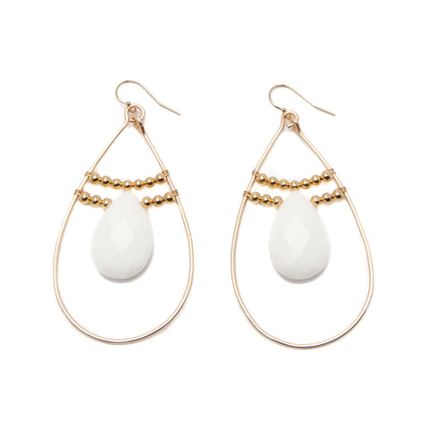 'amara' hoop earrings - white jade