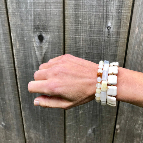 white magnesite bracelet - square