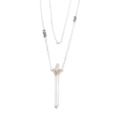 'isabella' necklace with crystal quartz - sterling silver
