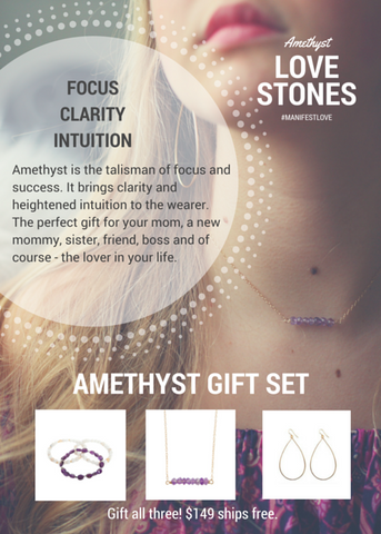 'love stone' gift set with amethyst - $109