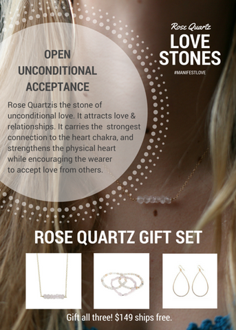 'love stone' gift set with rose quartz - $79