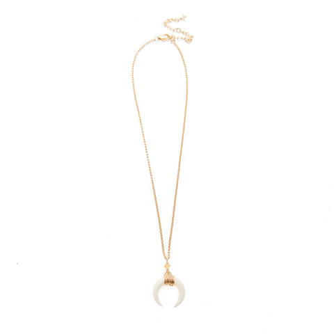 'selene' double horn crescent necklace - white - small