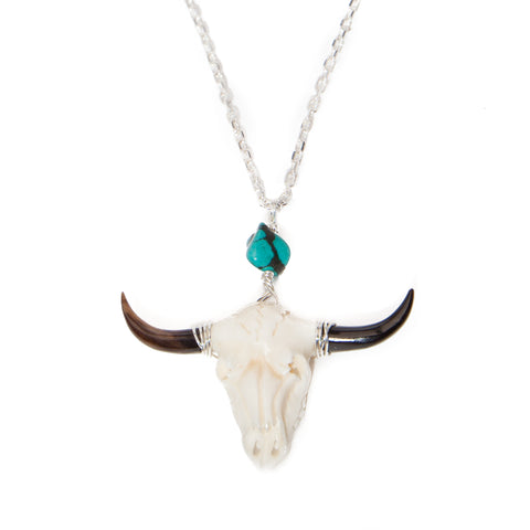 buffalo bone skull necklace